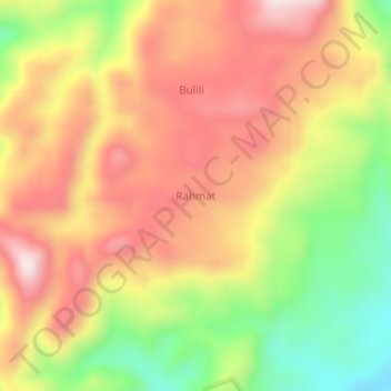 Topografisk kort Rahmat, højde, terræn