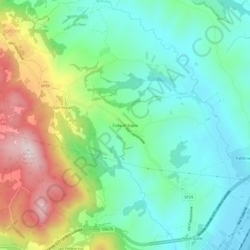 Topografisk kort Colle di Sopra, højde, terræn