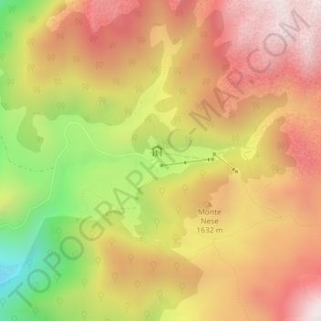 Topografisk kort Prati di Mezzo, højde, terræn