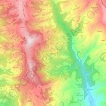 Topografisk kort Moruri, højde, terræn