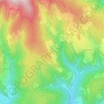 Topografisk kort Gassarest, højde, terræn