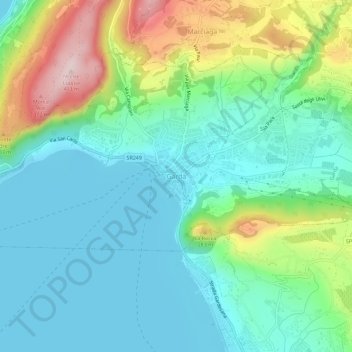 Topografisk kort Garda, højde, terræn