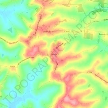 Topografisk kort Gioiella, højde, terræn