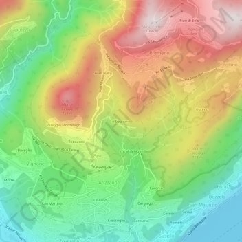 Topografisk kort Albagnano, højde, terræn