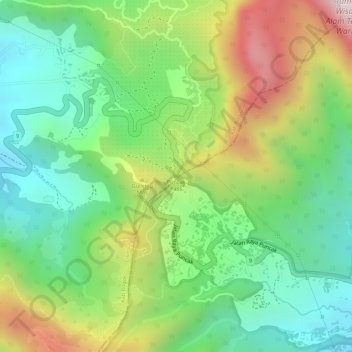 Topografisk kort Puncak Pass, højde, terræn