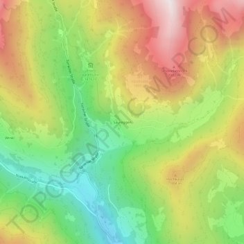 Topografisk kort Saureggen, højde, terræn