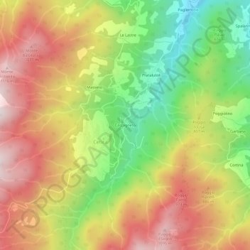 Topografisk kort Castagneto, højde, terræn