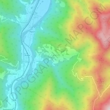 Topografisk kort Casario, højde, terræn