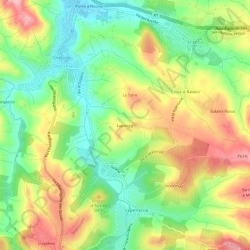 Topografisk kort Lappeggi, højde, terræn