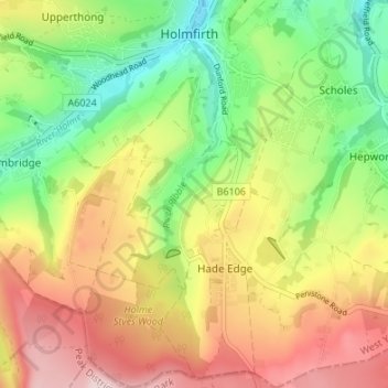 Topografisk kort Choppards, højde, terræn