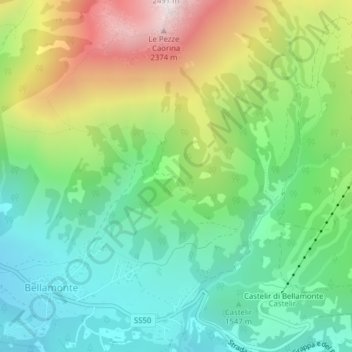 Topografisk kort Tremes, højde, terræn