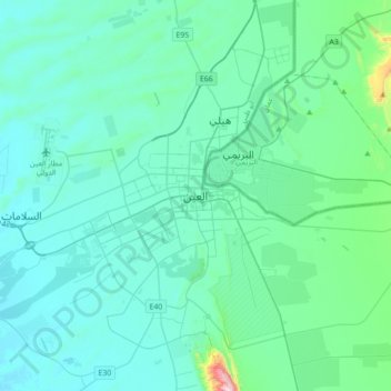 Topografisk kort Al Ain, højde, terræn