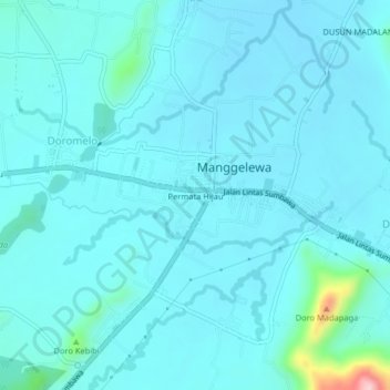 Topografisk kort Permata Hijau, højde, terræn