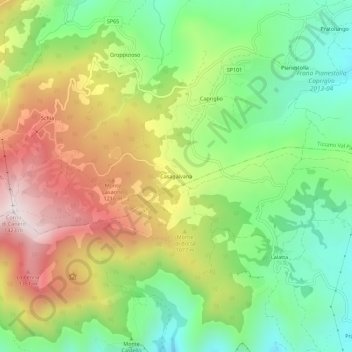 Topografisk kort Casagalvana, højde, terræn
