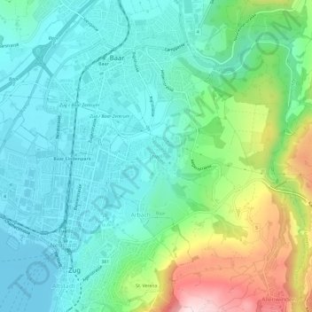 Topografisk kort Inwil, højde, terræn