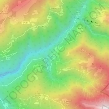 Topografisk kort Curiglia, højde, terræn