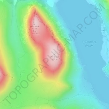 Topografisk kort Mellbreak, højde, terræn