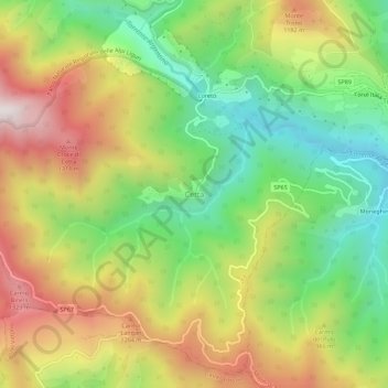 Topografisk kort Cetta, højde, terræn