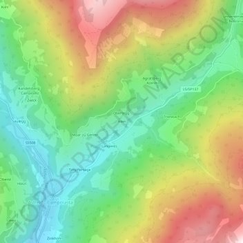 Topografisk kort Hien, højde, terræn