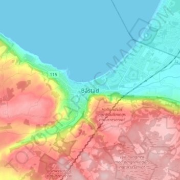 Topografisk kort Båstad, højde, terræn