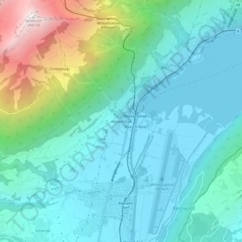 Topografisk kort Alpnachstad, højde, terræn