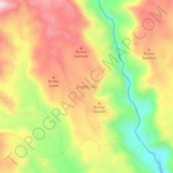 Topografisk kort Bambalu, højde, terræn