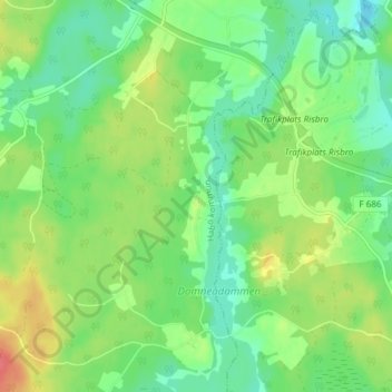 Topografisk kort Drottningstorp, højde, terræn