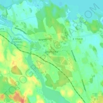 Topografisk kort Skärblacka, højde, terræn
