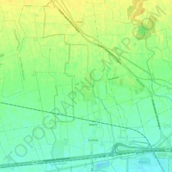 Topografisk kort Nibbia, højde, terræn