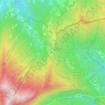 Topografisk kort Abetone, højde, terræn