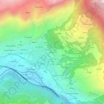Topografisk kort Crotache, højde, terræn