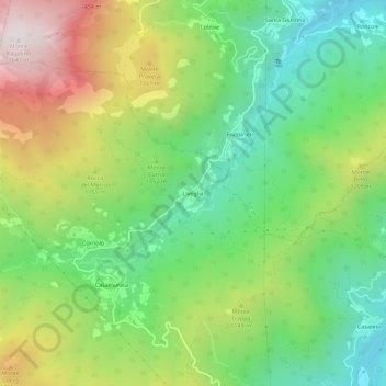 Topografisk kort Liveglia, højde, terræn