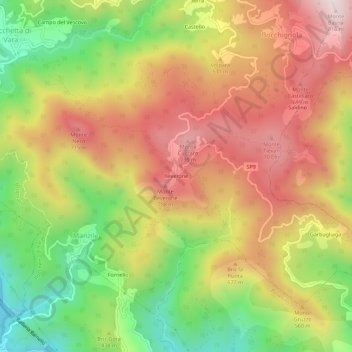 Topografisk kort Beverone, højde, terræn