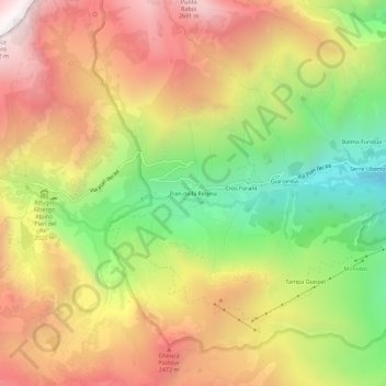 Topografisk kort Pian della Regina, højde, terræn