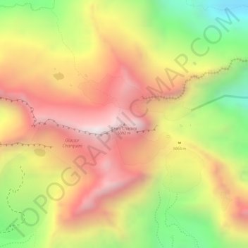 Topografisk kort Cerro Charkini, højde, terræn