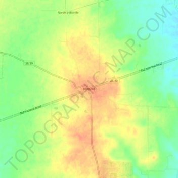 Topografisk kort Belleville, højde, terræn