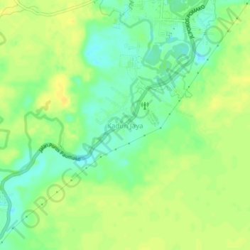 Topografisk kort Kadun Jaya, højde, terræn