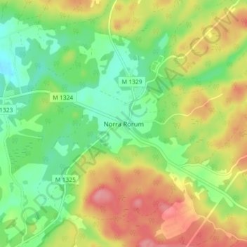 Topografisk kort Norra Rörum, højde, terræn
