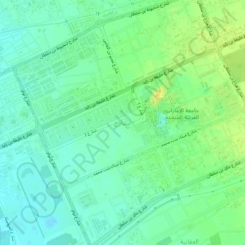 Topografisk kort 'Asharij, højde, terræn