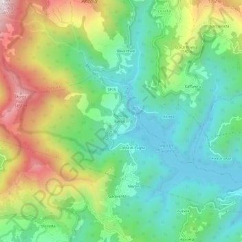 Topografisk kort Bavastri, højde, terræn