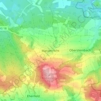 Topografisk kort Massenricht, højde, terræn