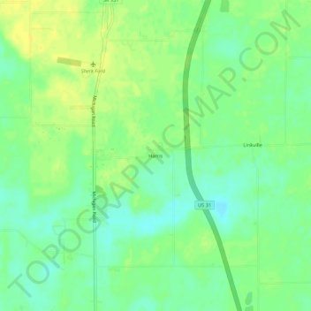 Topografisk kort Harris, højde, terræn