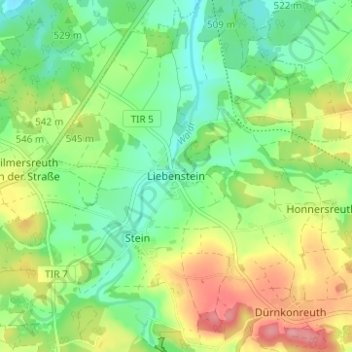 Topografisk kort Liebenstein, højde, terræn