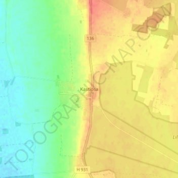 Topografisk kort Kastlösa, højde, terræn