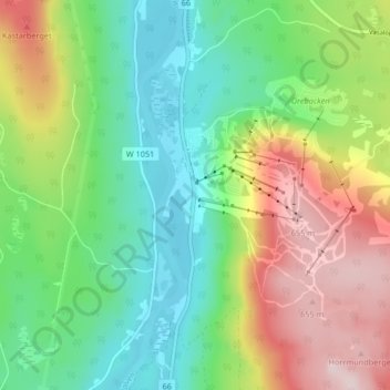 Topografisk kort Kläppen, højde, terræn