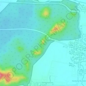Topografisk kort Gunung Kidul, højde, terræn
