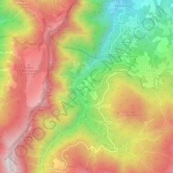Topografisk kort Poggiolforato, højde, terræn