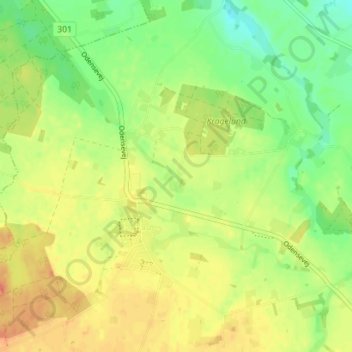 Topografisk kort Dueløkke, højde, terræn