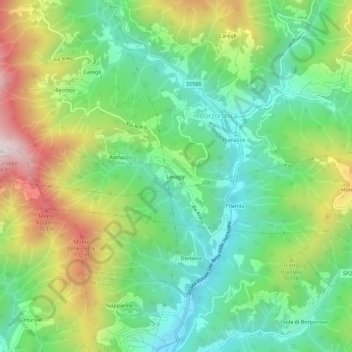 Topografisk kort Levaggi, højde, terræn