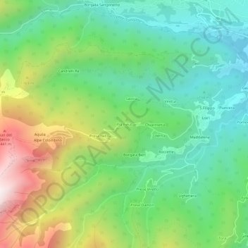 Topografisk kort Prà Fieul, højde, terræn